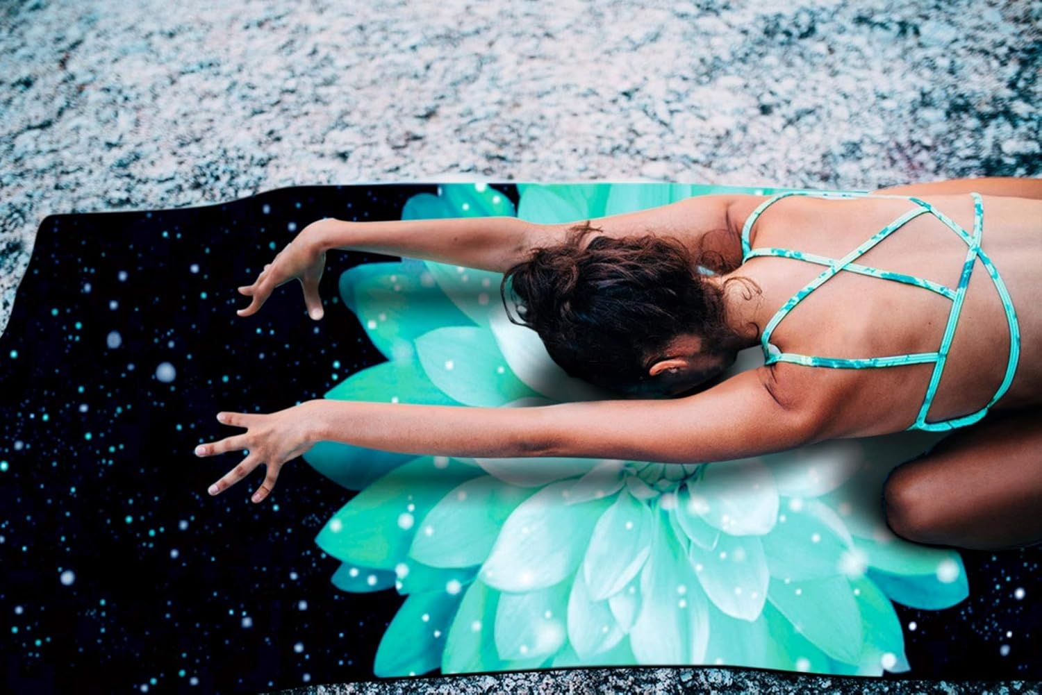 image:imageHeathyoga Non Slip Hot Yoga Towel 100 Microfiber Non Slip Yoga Mat Towel for Hot Yoga Pilates and Fitness Exclusive Corner Pockets Design Free Spray BottleLotus