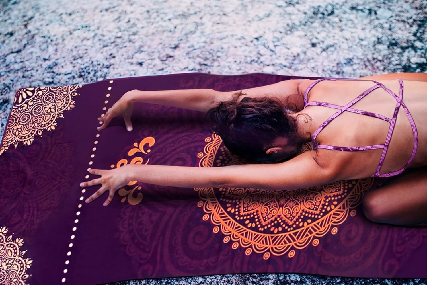image:imageHeathyoga Non Slip Hot Yoga Towel 100 Microfiber Non Slip Yoga Mat Towel for Hot Yoga Pilates and Fitness Exclusive Corner Pockets Design Free Spray BottleUnity