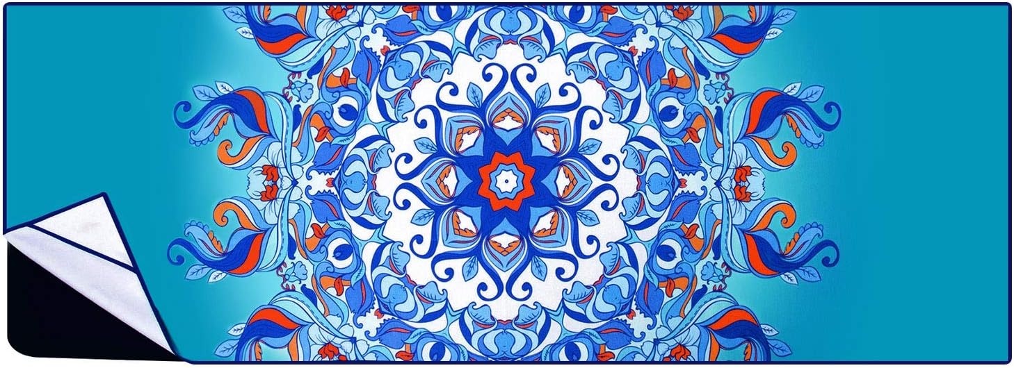 image:imageHeathyoga Non Slip Hot Yoga Towel 100 Microfiber Non Slip Yoga Mat Towel for Hot Yoga Pilates and Fitness Exclusive Corner Pockets Design Free Spray BottleAqua Mandala