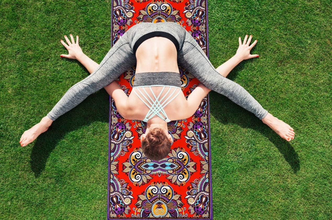 image:imageHeathyoga Non Slip Hot Yoga Towel 100 Microfiber Non Slip Yoga Mat Towel for Hot Yoga Pilates and Fitness Exclusive Corner Pockets Design Free Spray BottleAncient Secret