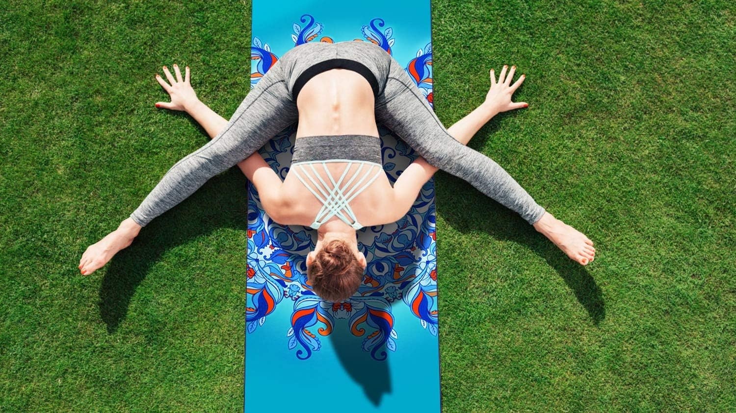 image:imageHeathyoga Non Slip Hot Yoga Towel 100 Microfiber Non Slip Yoga Mat Towel for Hot Yoga Pilates and Fitness Exclusive Corner Pockets Design Free Spray BottleAqua Mandala