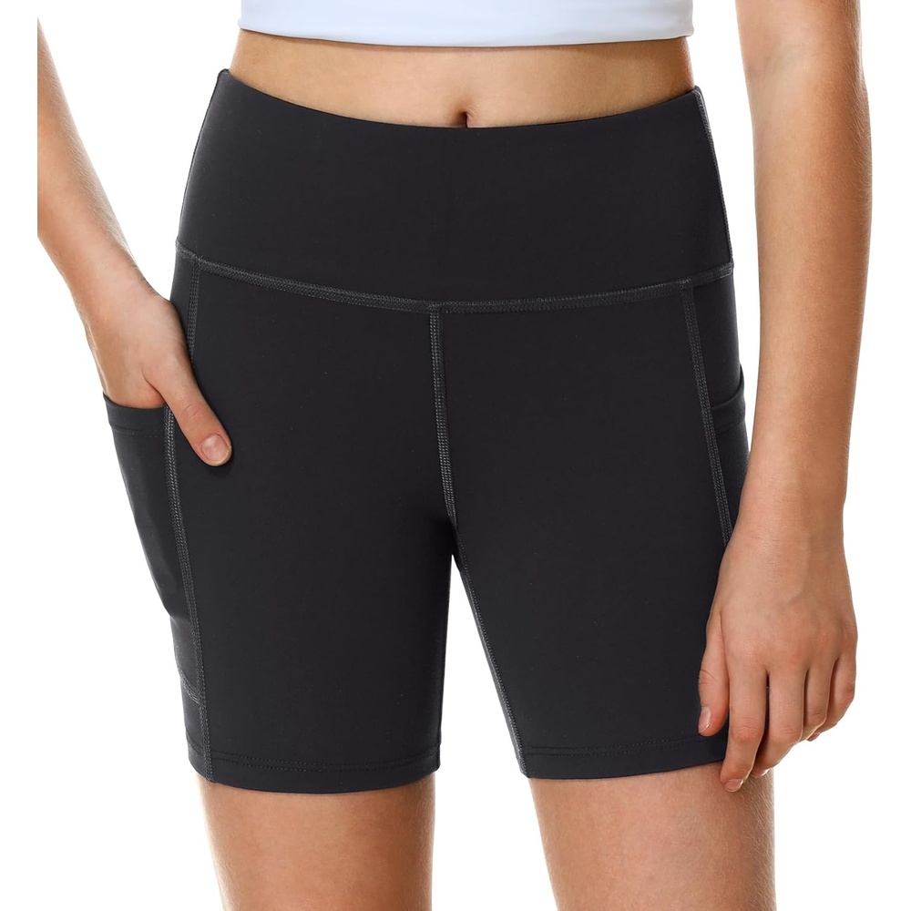 image:imageHeathyoga 5 Girls Volleyball Shorts for Teen Girls Dance Biker Shorts Kids Gymnastics Athletic SpandexBlack