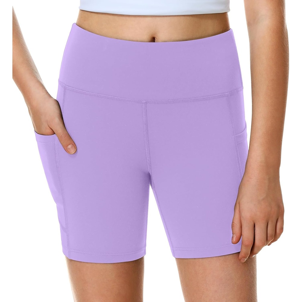 image:imageHeathyoga 5 Girls Volleyball Shorts for Teen Girls Dance Biker Shorts Kids Gymnastics Athletic SpandexLavender