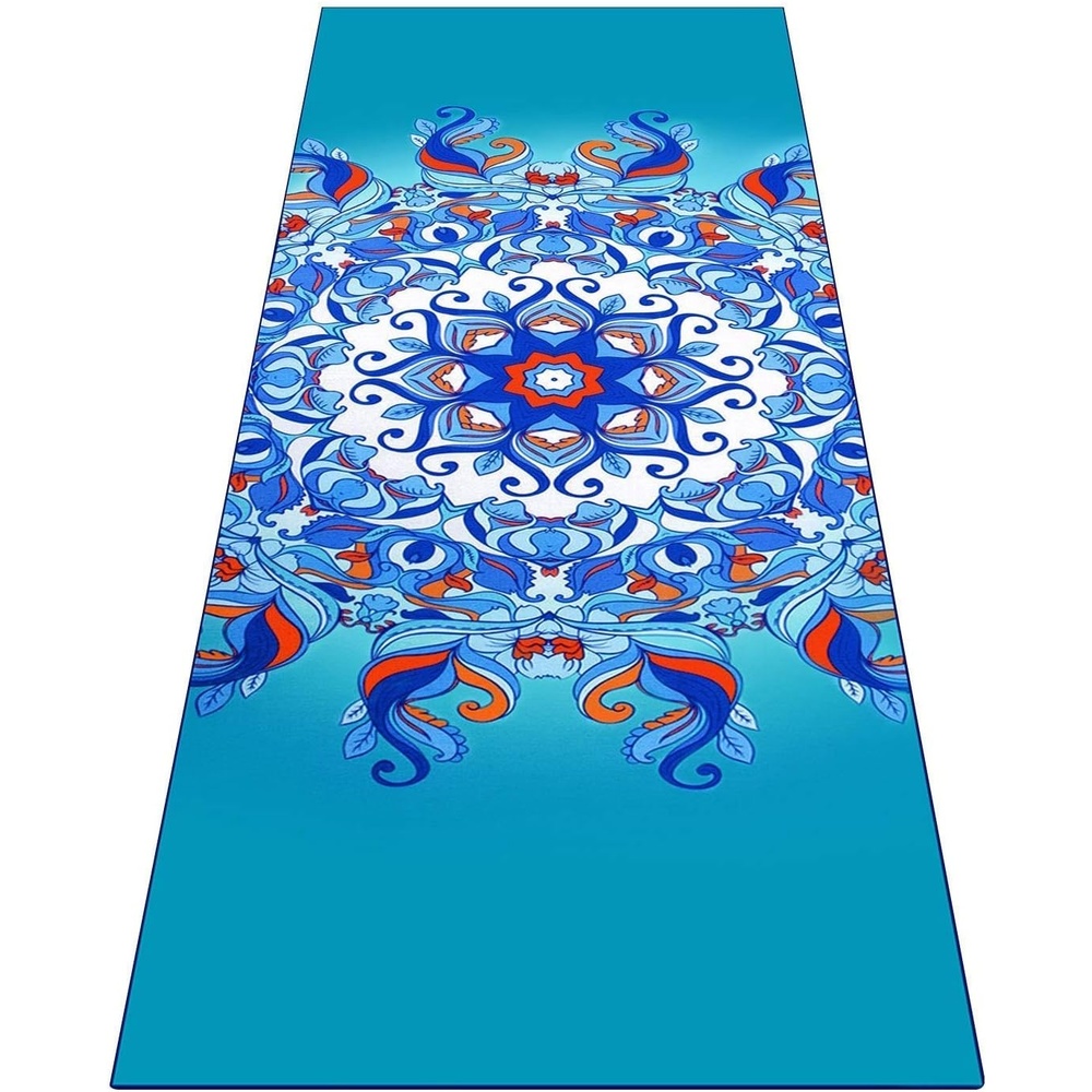 image:imageHeathyoga Non Slip Hot Yoga Towel 100 Microfiber Non Slip Yoga Mat Towel for Hot Yoga Pilates and Fitness Exclusive Corner Pockets Design Free Spray BottleAqua Mandala