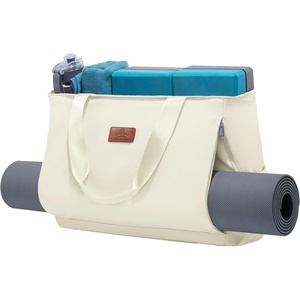 image:imageHeathyoga MultiFunctional Yoga Mat Carrier Gym Tote Bag  Large Mat Pocket Womens Workout BagZipperBeige