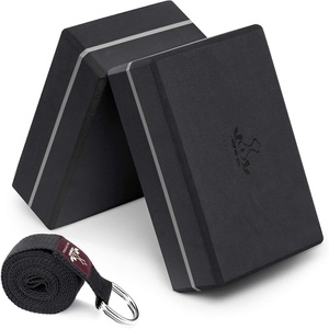 image:imageHeathyoga Yoga Blocks 2 Pack with Strap High Density EVA Foam Yoga Block and Yoga Strap Set to Support and Improve Poses and FlexibilityBlack