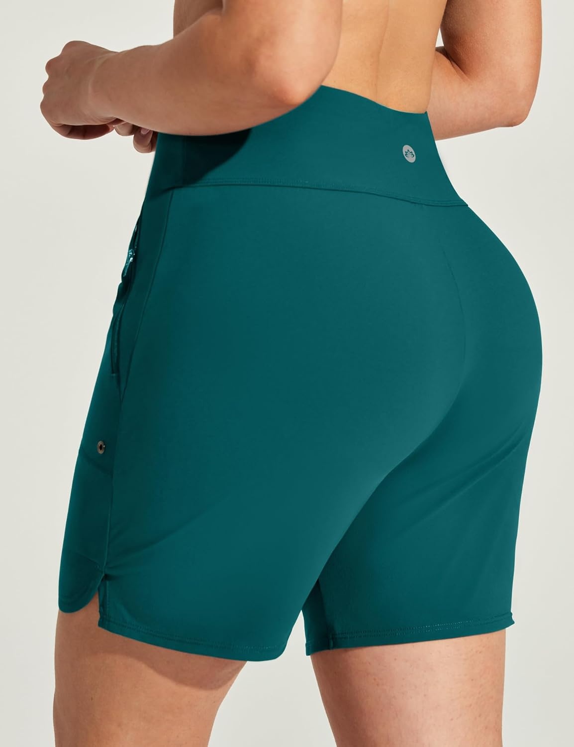 image:imageHeathyoga 7 Swim Board Shorts Women Strechy High Waisted Beach Shorts for Women with Liner Quick Dry Bathing Suit BottomsForest Green