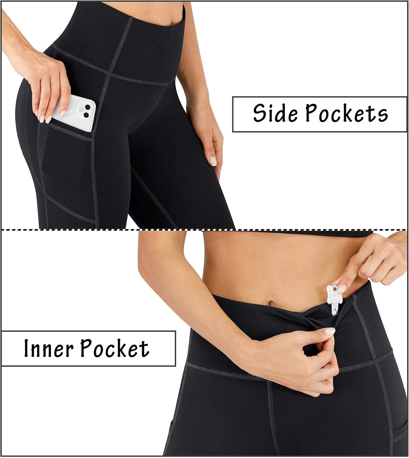 image:imageHeathyoga Womens Workout Leggings with 3 Pockets for Women Tummy Contorl High Waist Yoga Pants Women Compression GymBlack