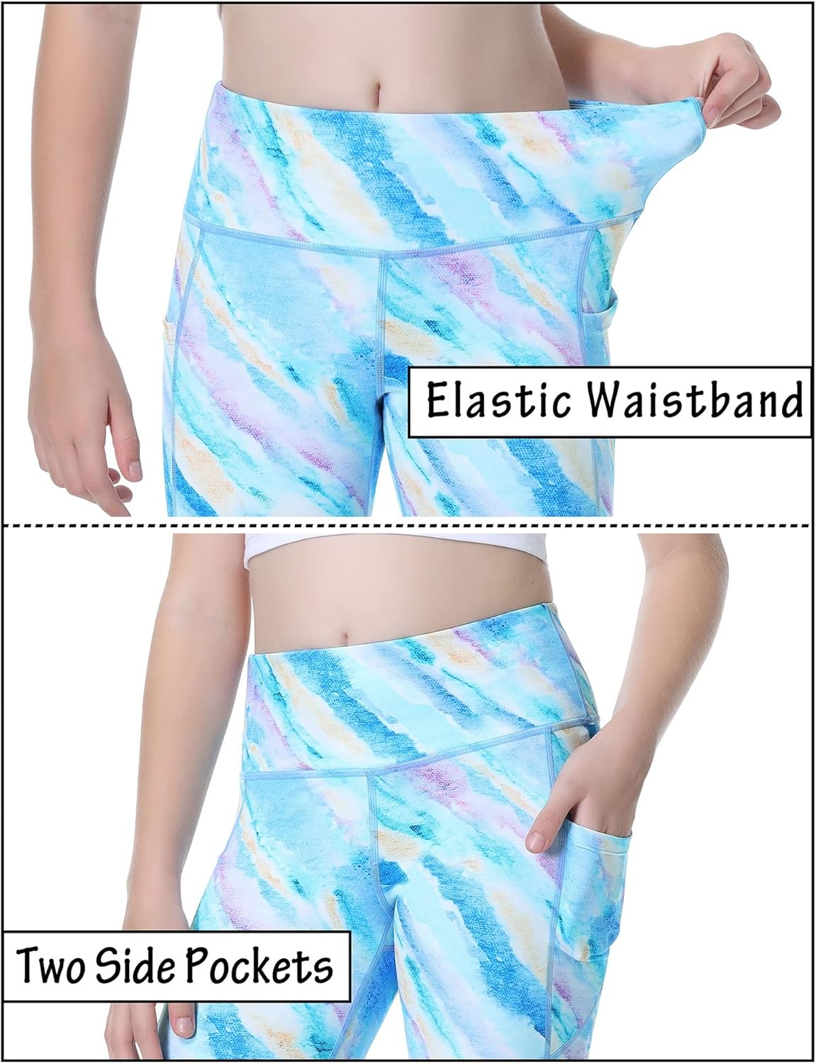 image:imageHeathyoga Girls Leggings with Pockets Athletic Leggings Girls Pants Clothes for Teen Girl Kids Dance WorkoutRainbow