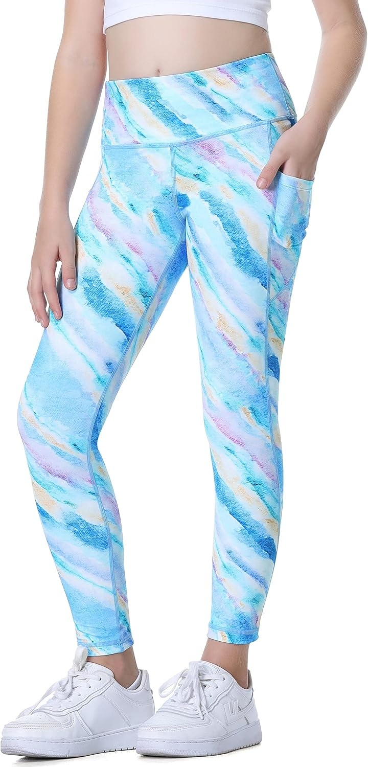 image:imageHeathyoga Girls Leggings with Pockets Athletic Leggings Girls Pants Clothes for Teen Girl Kids Dance WorkoutRainbow