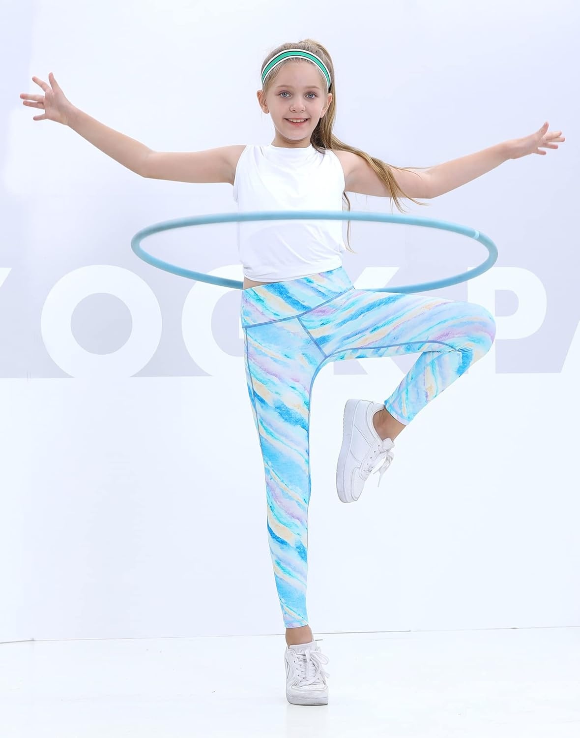 image:imageHeathyoga Girls Leggings with Pockets Athletic Leggings Girls Pants Clothes for Teen Girl Kids Dance WorkoutRainbow