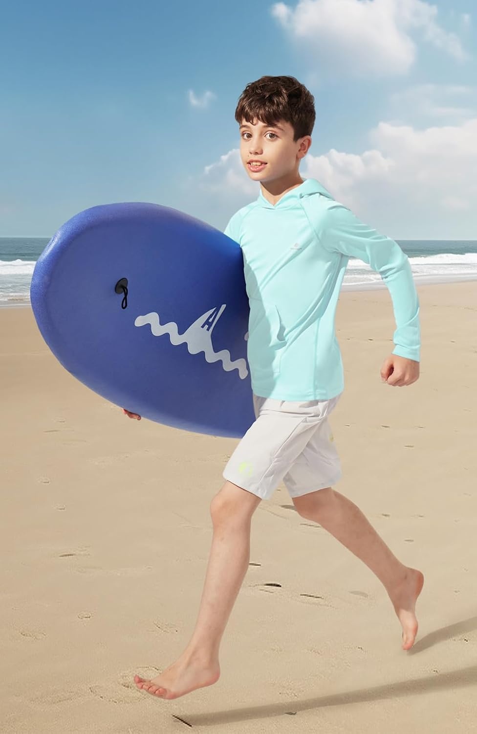 image:imageHeathyoga Rash Guard for Boys Swim Shirt UPF 50 UV Sun Protection Hooded Fishing Shirt with Pocket for Toddler KidHoodie Green