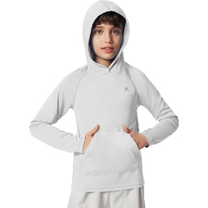 image:imageHeathyoga Rash Guard for Boys Swim Shirt UPF 50 UV Sun Protection Hooded Fishing Shirt with Pocket for Toddler KidHoodie Grey