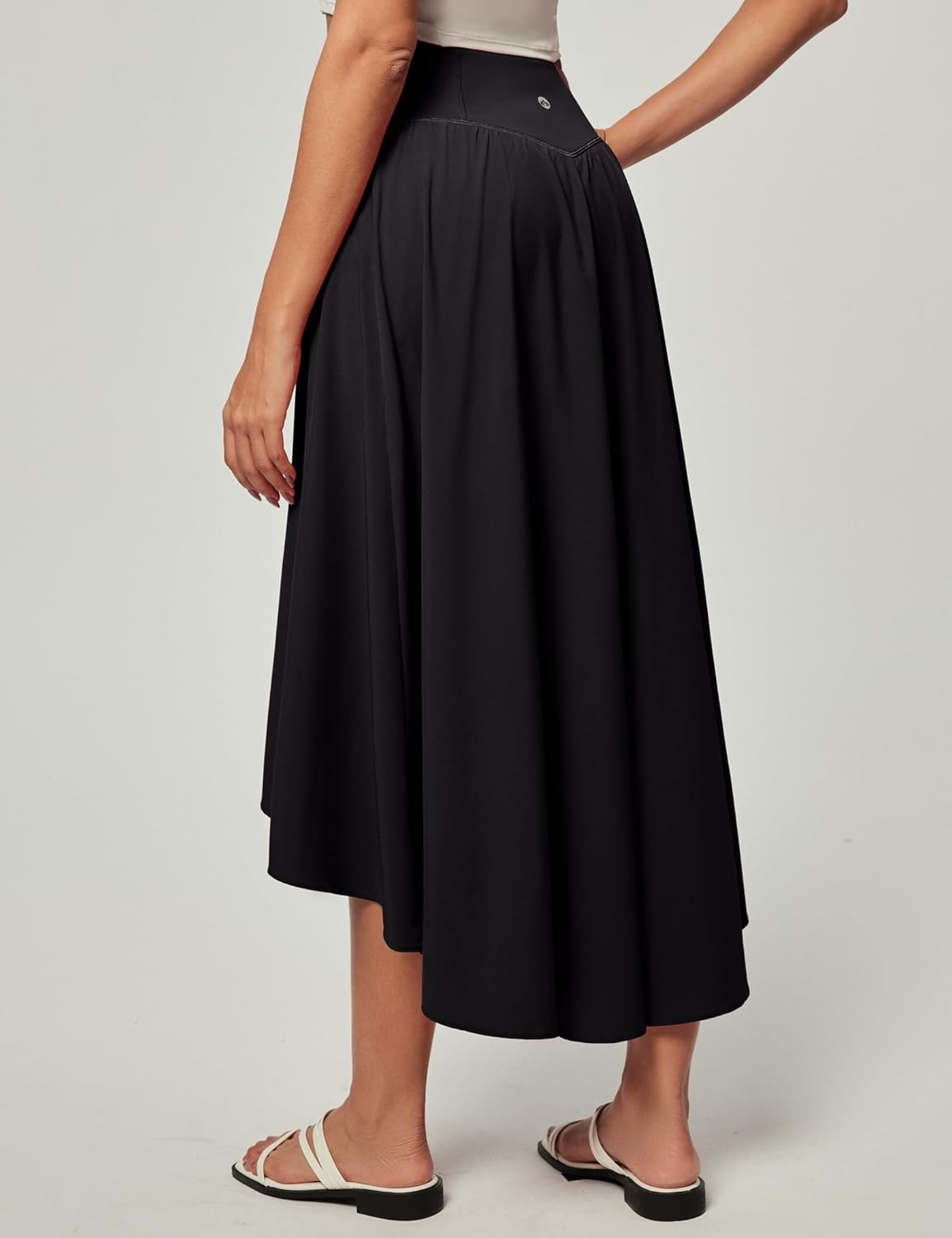 image:imageHeathyoga High Waist Wrap Skirt with Shorts Flowy Skirts for Women Trendy Summer Ruffle High Low Maxi Skirt with SlitBlack