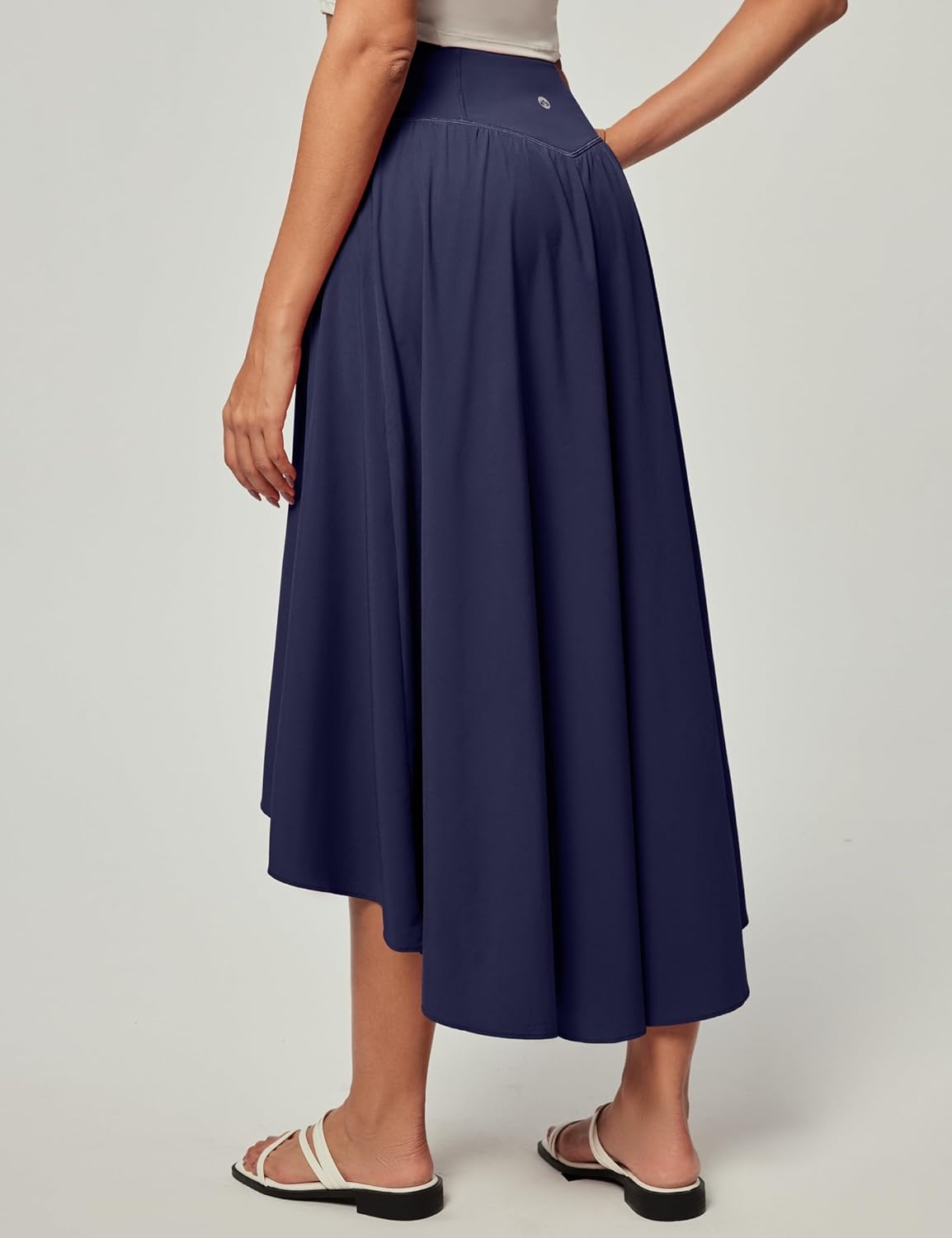 image:imageHeathyoga High Waist Wrap Skirt with Shorts Flowy Skirts for Women Trendy Summer Ruffle High Low Maxi Skirt with SlitDark Blue