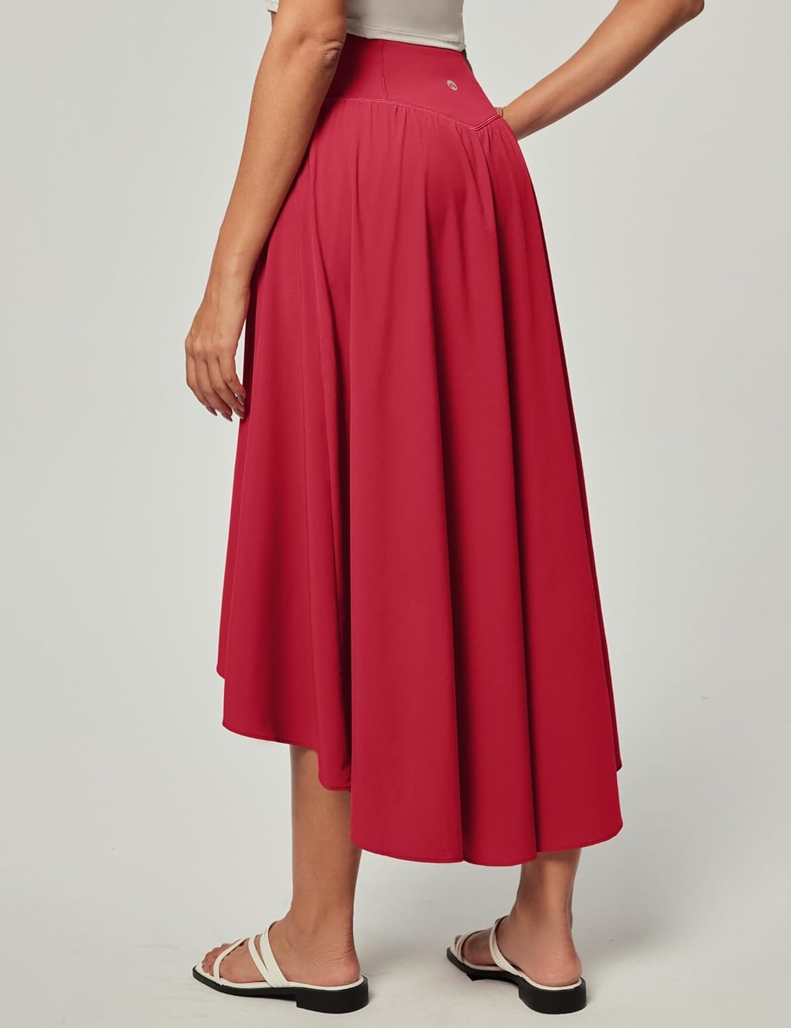 image:imageHeathyoga High Waist Wrap Skirt with Shorts Flowy Skirts for Women Trendy Summer Ruffle High Low Maxi Skirt with SlitRed