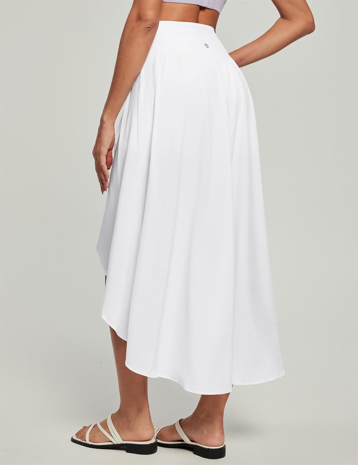 image:imageHeathyoga High Waist Wrap Skirt with Shorts Flowy Skirts for Women Trendy Summer Ruffle High Low Maxi Skirt with SlitWhite