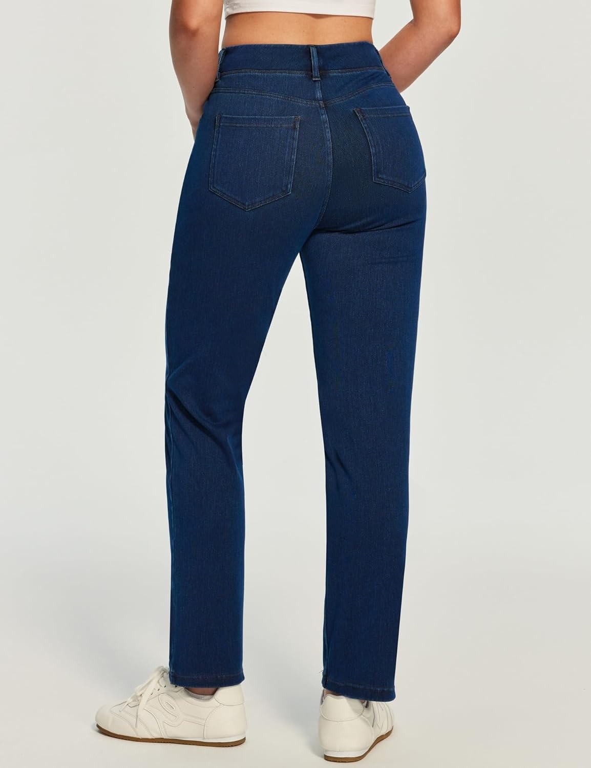 image:imageHeathyoga Straight Leg Jeans for Women Stretchy Pull On High Waisted Sweatpant Jeans Women Trendy Bootcut Jean Denim PantsDark Blue