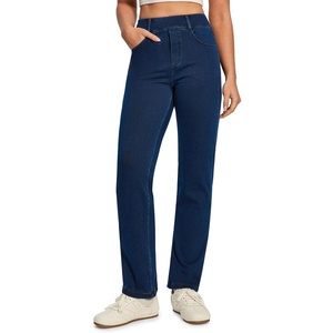 image:imageHeathyoga Straight Leg Jeans for Women Stretchy Pull On High Waisted Sweatpant Jeans Women Trendy Bootcut Jean Denim PantsDark Blue