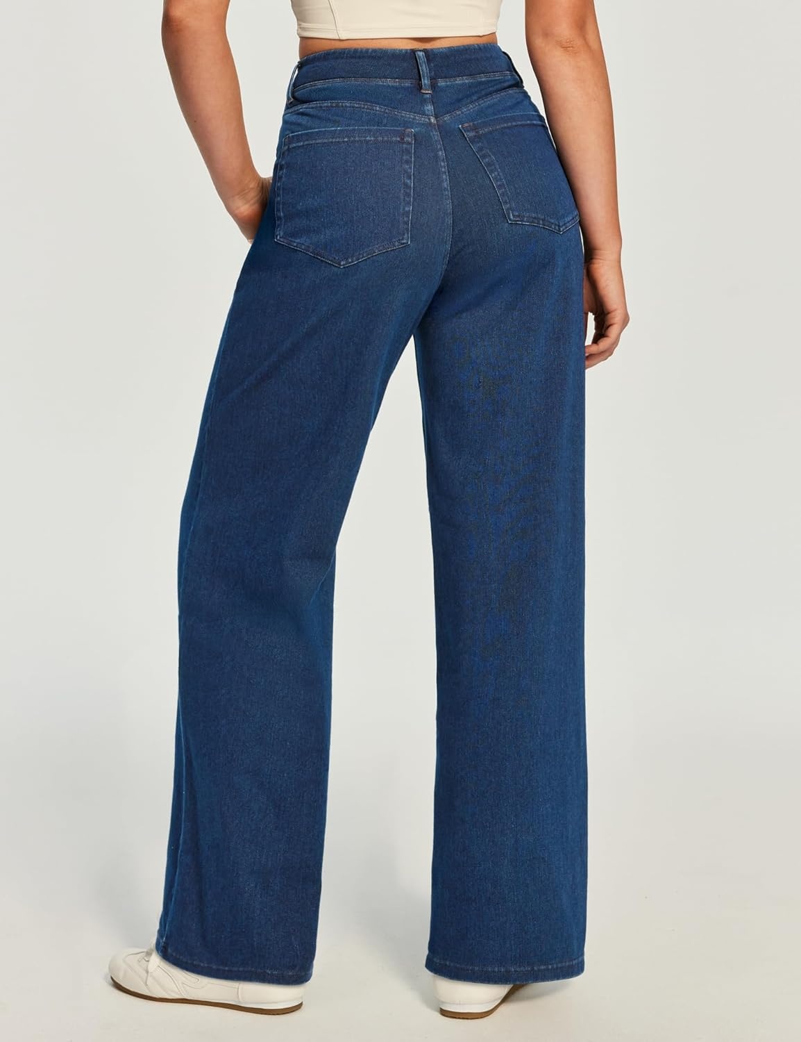 image:imageHeathyoga Wide Leg Jeans for Women Trendy Stretchy High Waisted Pull On Baggy Jeans for Women Denim Pants Sweatpant JeanLight Blue