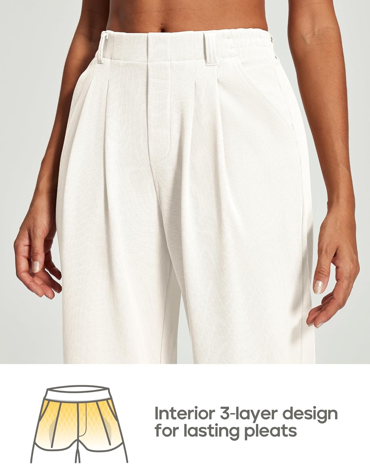 image:imageHeathyoga Wide Leg Stretchy Work Pants Women Pull on Dress Pants High Waisted Business Casual Trousers Slacks for WomenBone